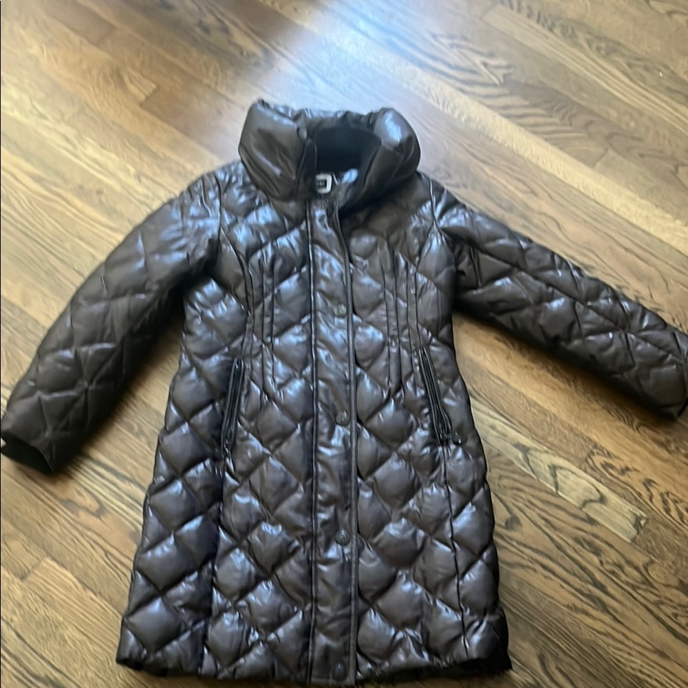 EUC Hilary Radley NY Quilted Brown 3/4 length down Coat